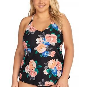 Island Escape Women Floral Underwire Swim Tankini Top / Bottom Set Plus Size 16W